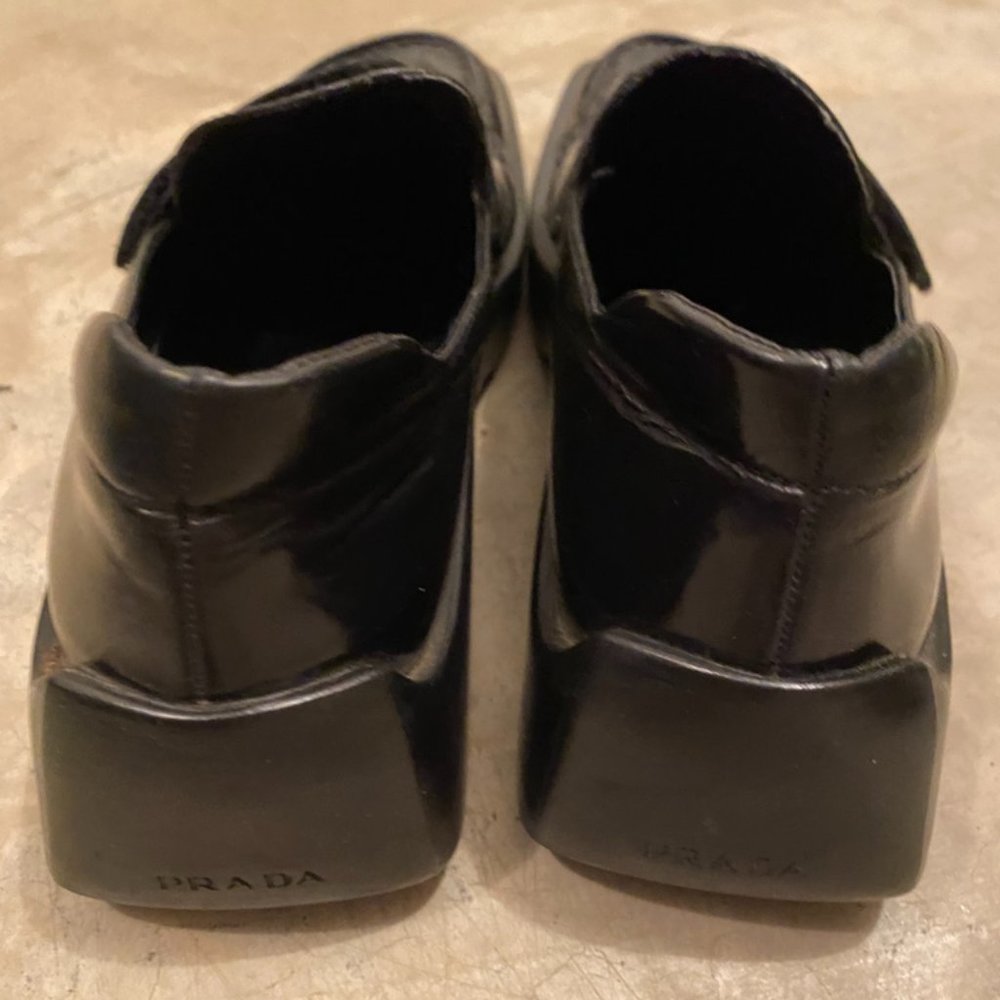 Authentic Prada Square Toe Velcro Platform Black … - image 2